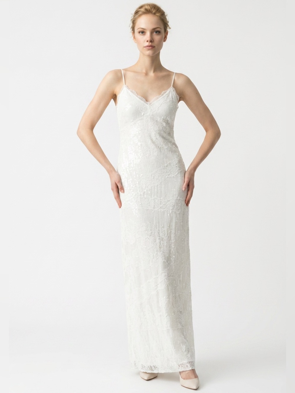Theia Camila dress White Strapless Lace Column Gown original $800.00